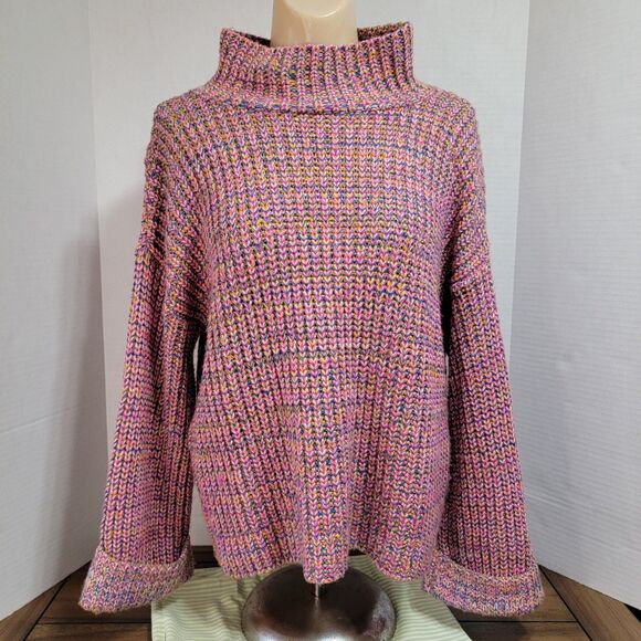 Soho NY & Co LS Crop Knit Sweater Multi-Color - Size Small - Picture 1 of 4